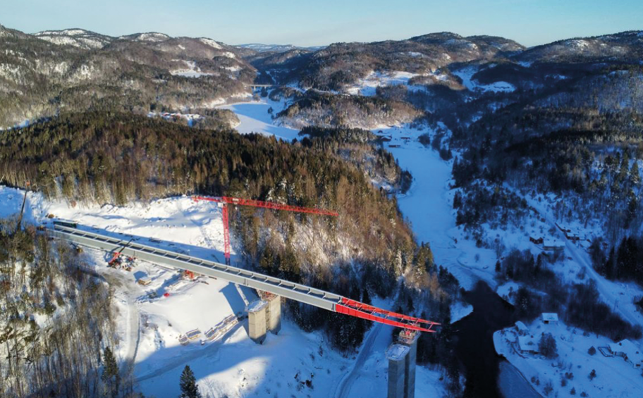 Eiffage Génie Civil : lançage du pont de Langangen
