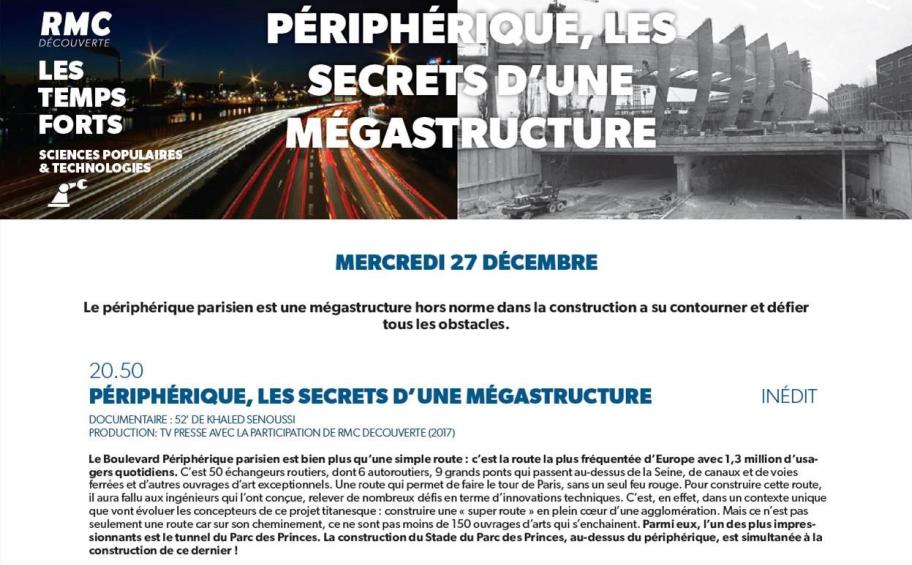 Le « périph » à l’honneur sur RMC Découverte